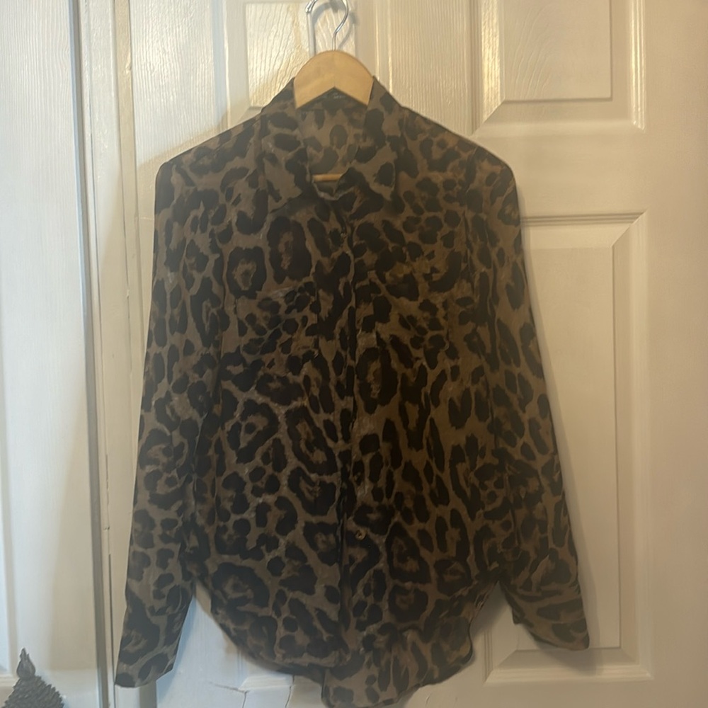Leopard Print Blouse M